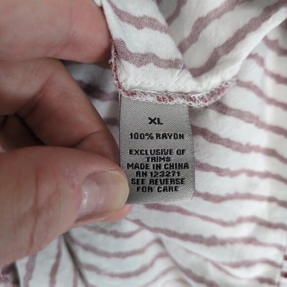 J for Justify Red White Striped Maxi Romper Dress Sz XL Open Front w Shorts Boho - Picture 4 of 10